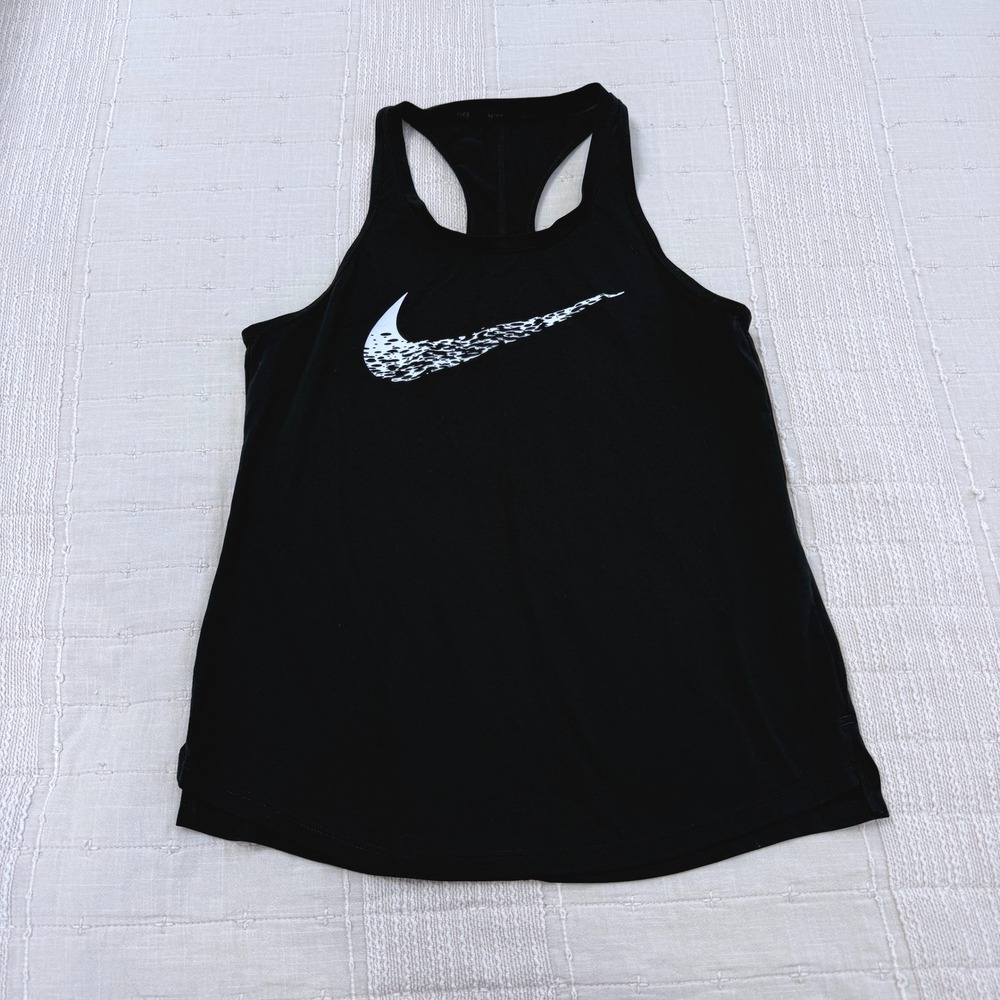 Nike Tank Top Womens S Black Dri-Fit Racerback Graphic Swoosh Workout